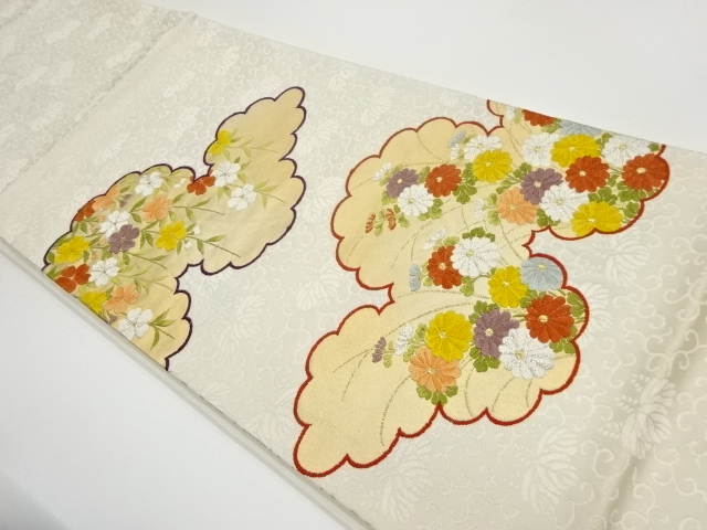 JAPANESE KIMONO / VINTAGE FUKURO OBI / SILK / WOVEN WEEPING SAKURA